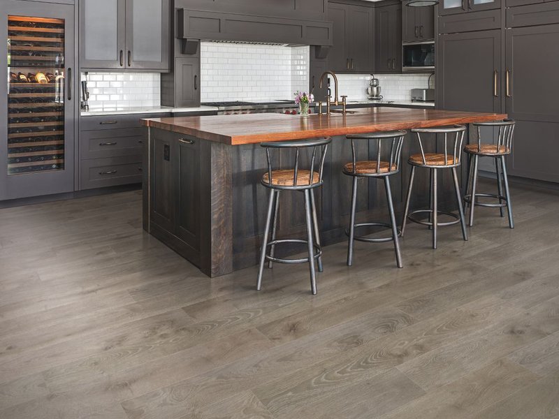 Modern kitchen with laminate floors